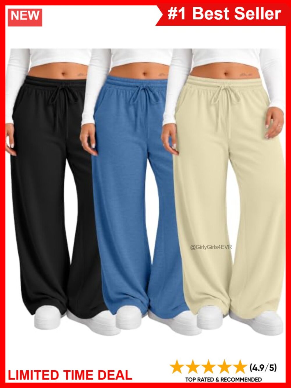 Plus Size Wide Leg Sweatpants High Waist Drawstring Pockets Palazzo Pants